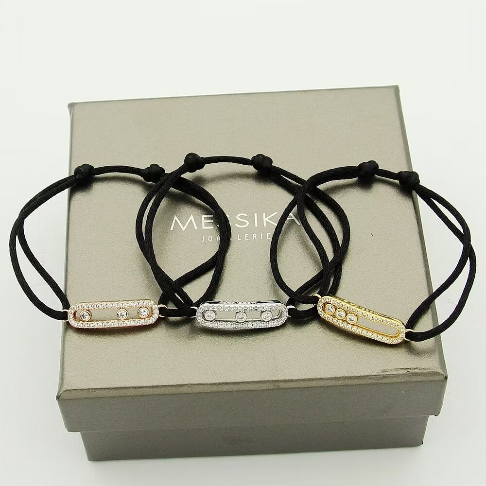 [Zalyn]CARE(S) PAVÉ CORD BRACELET