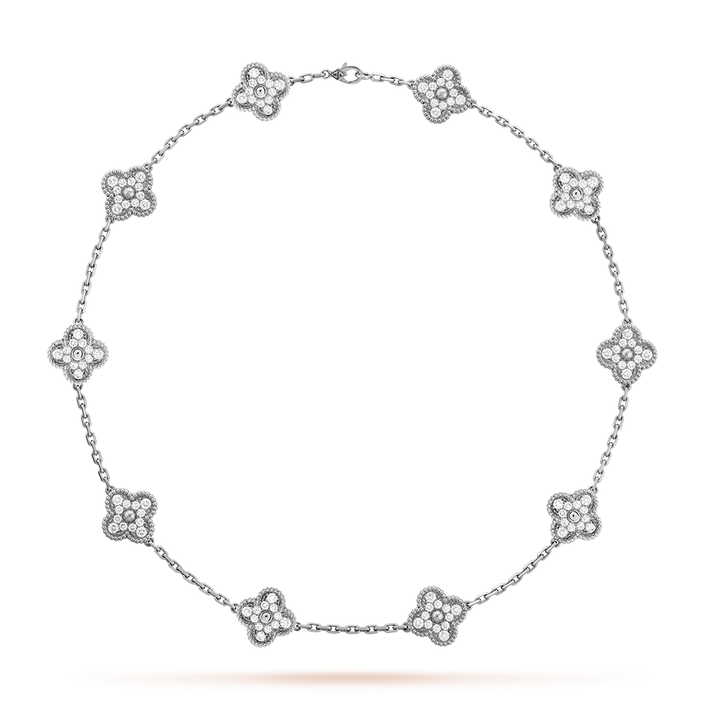 [Zalyn Jewelry ]CLOVER 10 MOTIFS DIAMOND NECKLACE