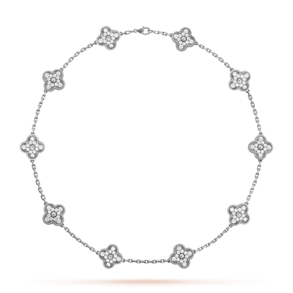[Zalyn Jewelry ]CLOVER 10 MOTIFS DIAMOND NECKLACE