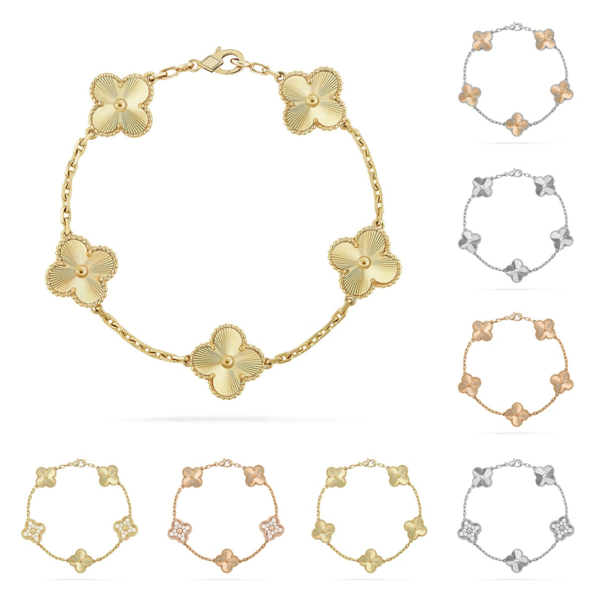 [Zalyn]LUCKY CLOVER 5-MOTIF BRACELET - LASER COLLECTION