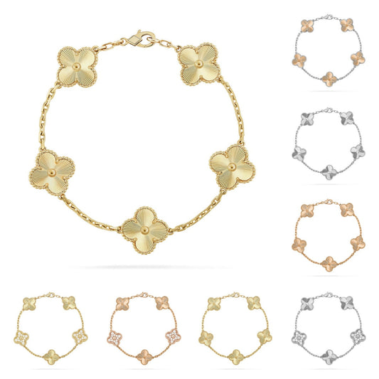 [Zalyn]LUCKY CLOVER 5-MOTIF BRACELET - LASER COLLECTION