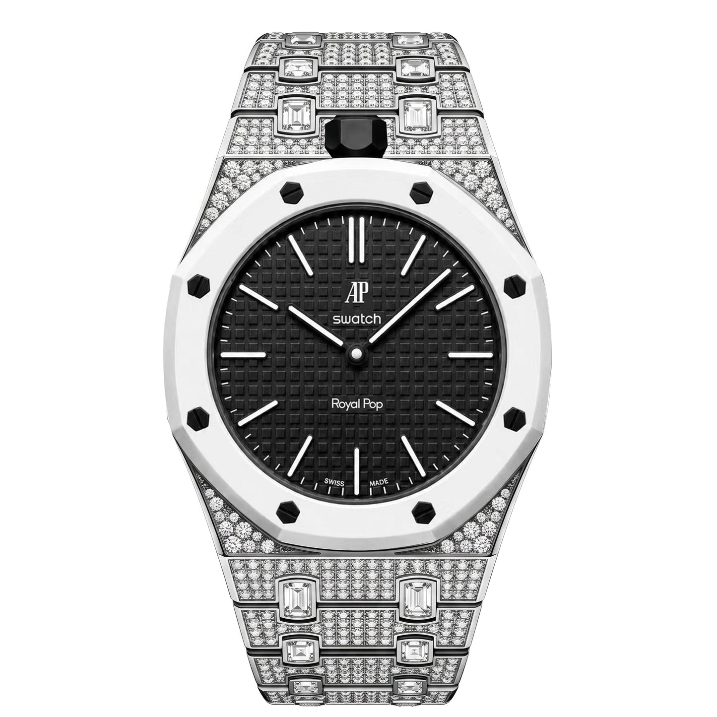 [Zalyn]Royal Oak Pop Exclusive Bioceramic Case & Bioceramic Strap Full Diamond