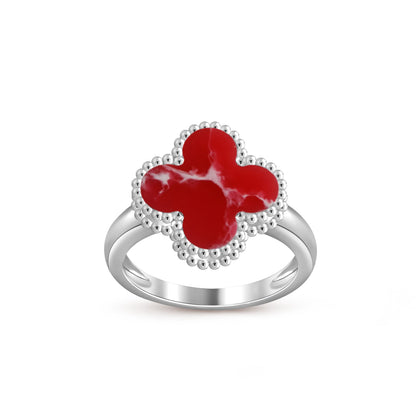 [Zalyn]LUCKY CLOVER VINTAGE WHITE GOLD RING COLLECTION