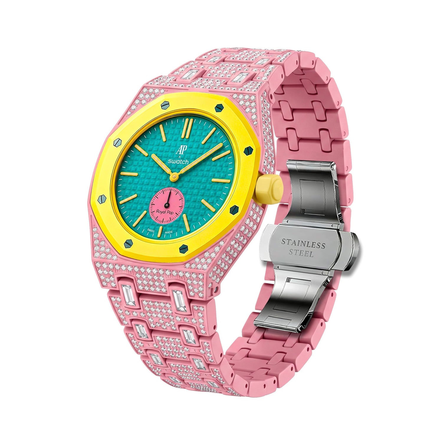 [Zalyn]Royal Oak Pop Exclusive Bioceramic Case & Bioceramic Strap Full Diamond
