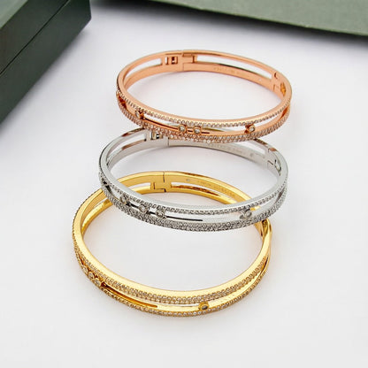 [Zalyn]MOVE ROMANE PAVÉ DIAMOND BANGLE BRACELET