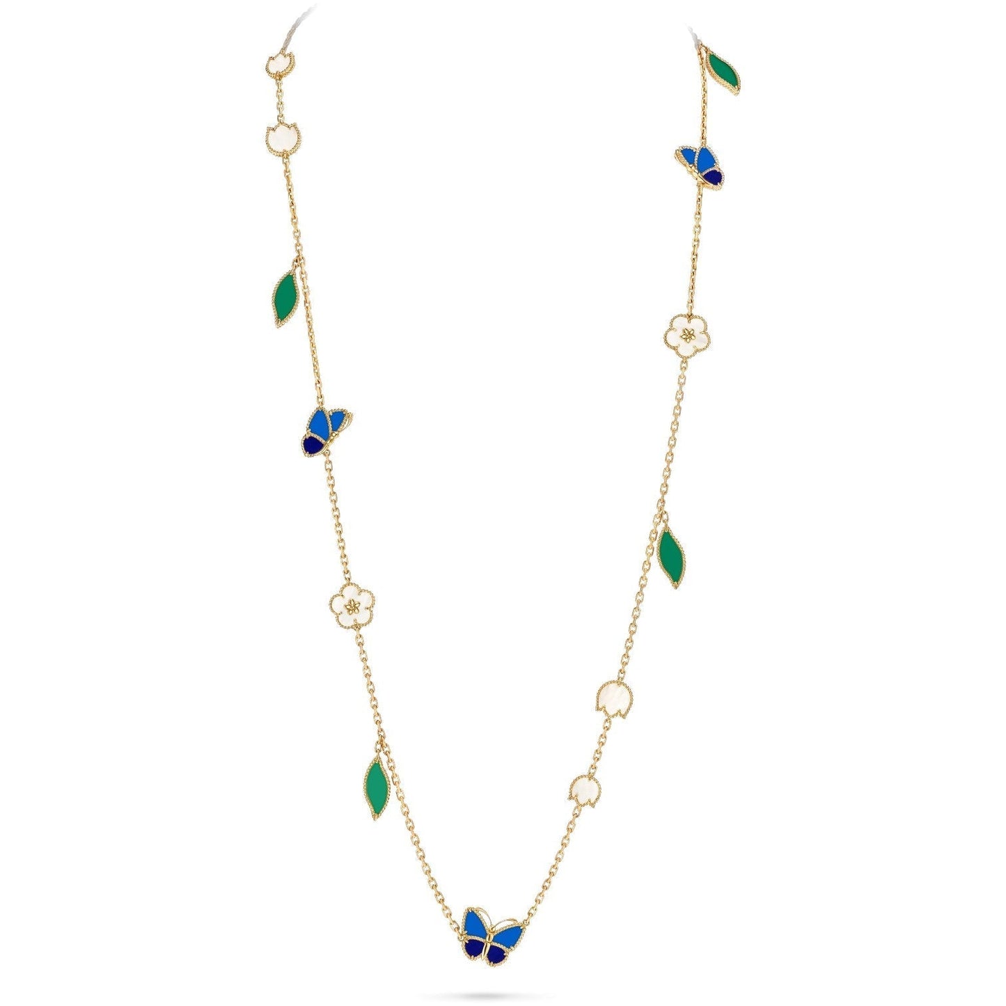 [Zalyn]LUCKY SPRING BUTTERFLY & FLOWER STATEMENT NECKLACE - 15-MOTIF FLORAL DESIGN