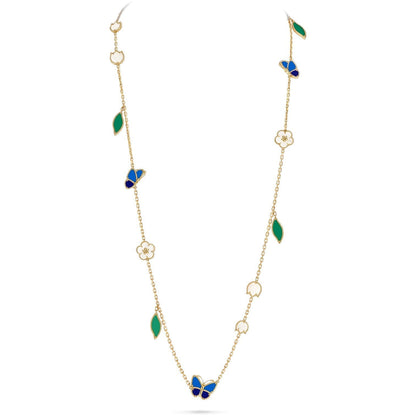[Zalyn]LUCKY SPRING BUTTERFLY & FLOWER STATEMENT NECKLACE - 15-MOTIF FLORAL DESIGN