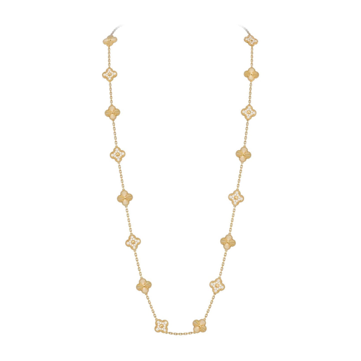 [Zalyn]CLASSIC 20-MOTIF LUCKY CLOVER LONG NECKLACE GOLD COLLECTION