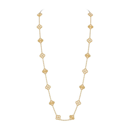 [Zalyn]CLASSIC 20-MOTIF LUCKY CLOVER LONG NECKLACE GOLD COLLECTION