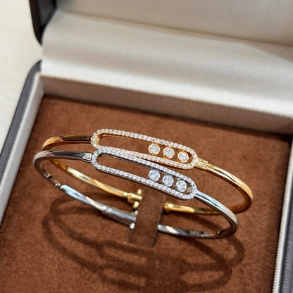 [Zalyn]MOVE PAVÉ DIAMOND BANGLE BRACELET M