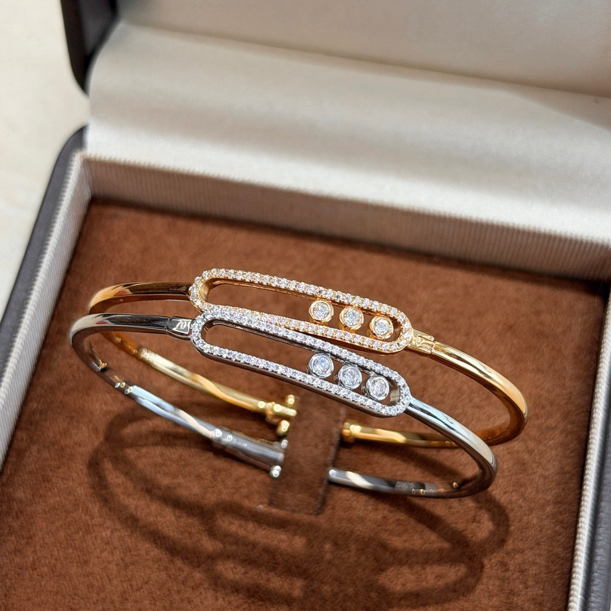 [Zalyn Jewelry]Move Pav¨¦ Diamond Bangle Bracelet M