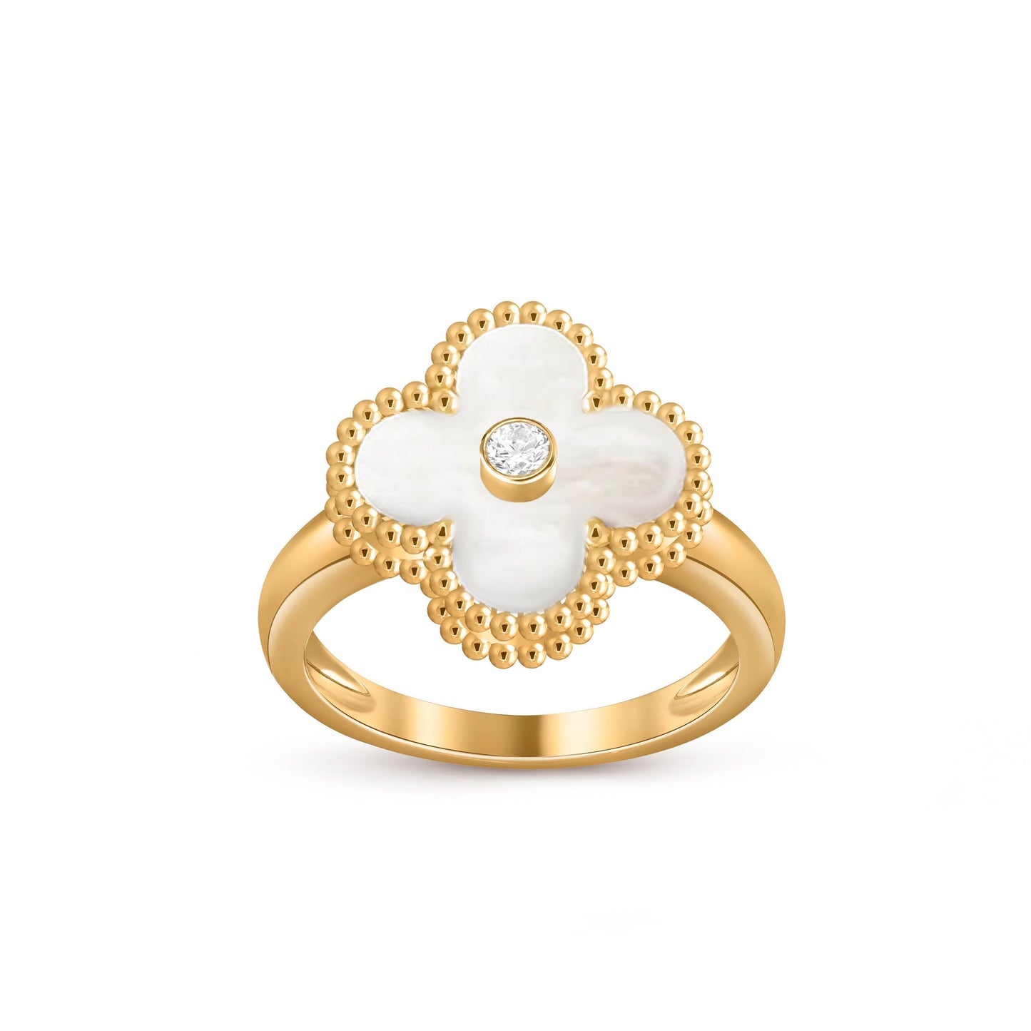 [Zalyn]LUCKY CLOVER DIAMOND-ACCENT GOLD RING COLLECTION