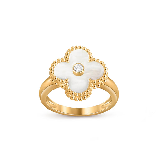 [Zalyn]LUCKY CLOVER DIAMOND-ACCENT GOLD RING COLLECTION