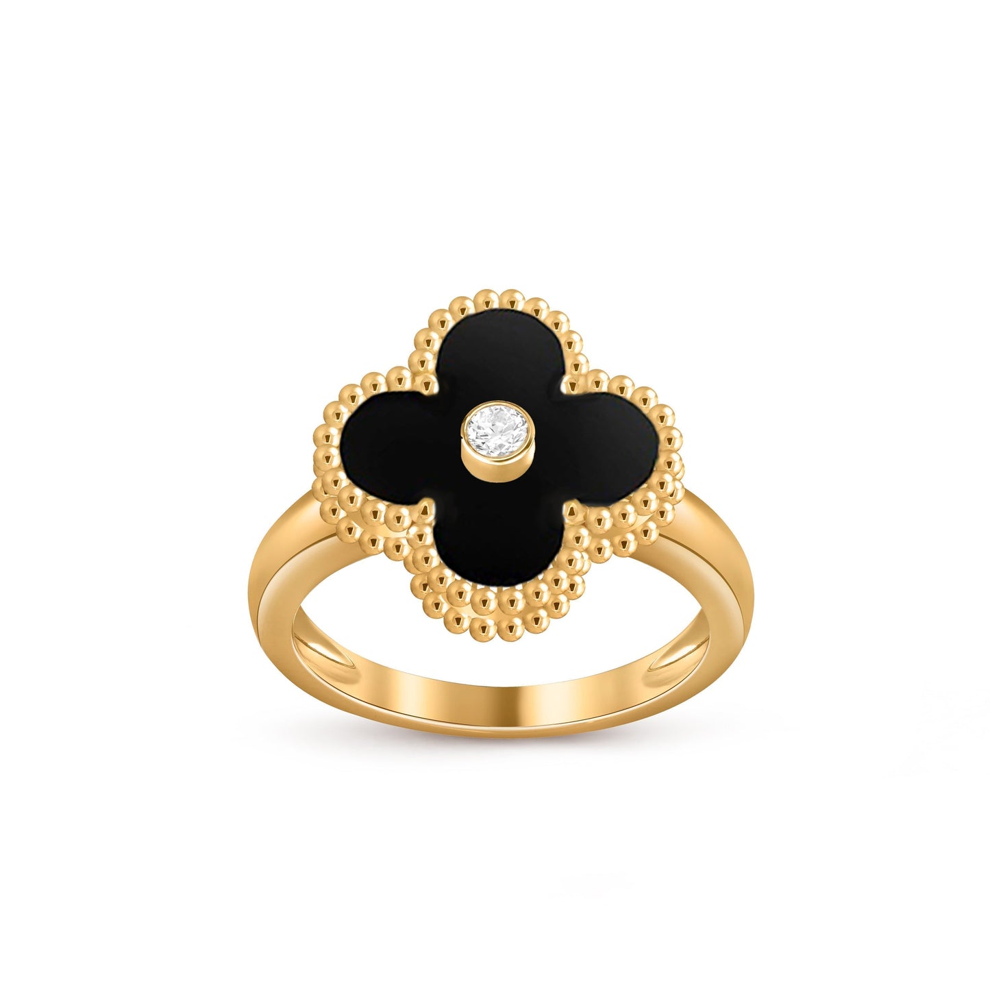 [Zalyn]LUCKY CLOVER DIAMOND-ACCENT GOLD RING COLLECTION