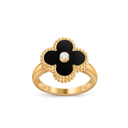 [Zalyn]LUCKY CLOVER DIAMOND-ACCENT GOLD RING COLLECTION