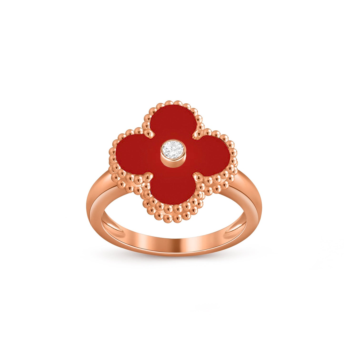 [Zalyn]LUCKY CLOVER DIAMOND-ACCENT ROSE GOLD RING COLLECTION
