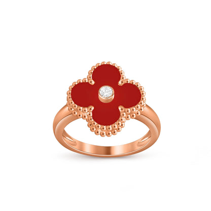 [Zalyn]LUCKY CLOVER DIAMOND-ACCENT ROSE GOLD RING COLLECTION