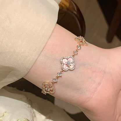 [Zalyn Jewelry ]CLOVER 5 MOTIF PINK BLUE RED WHITE BRACELET