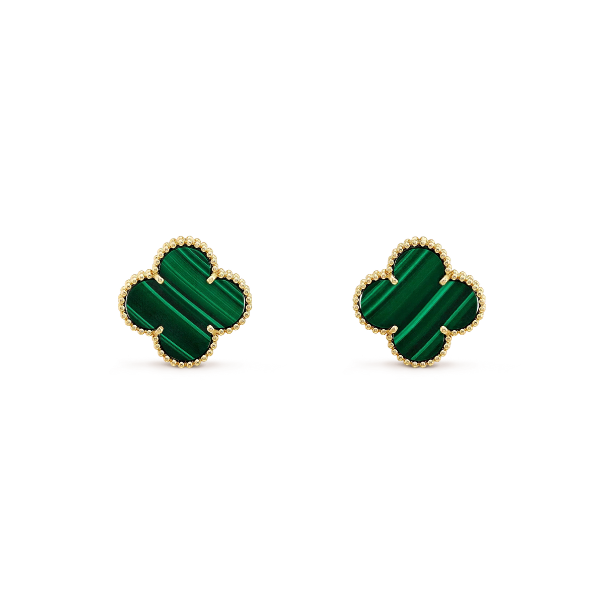 [Zalyn Jewelry ]CLOVER MINI 9.5MM MALACHITE  EARRINGS