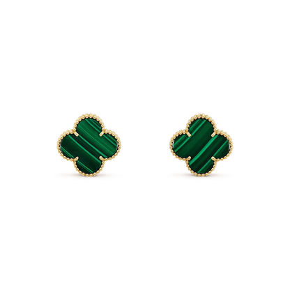 [Zalyn Jewelry ]CLOVER MINI 9.5MM MALACHITE  EARRINGS