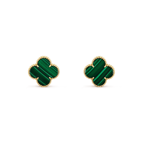 [Zalyn Jewelry ]CLOVER MINI 9.5MM MALACHITE  EARRINGS