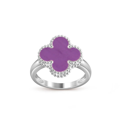 [Zalyn]LUCKY CLOVER VINTAGE WHITE GOLD RING COLLECTION