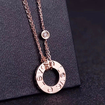 [Zalyn Jewelry ]LOVE NECKLACE 16MM 2 DIAMONDS