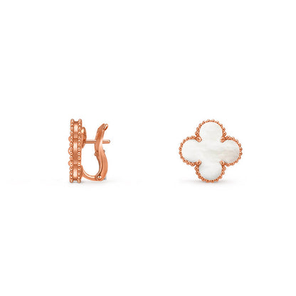 [Zalyn]15MM CLOVER FLOWER STUD EARRINGS ROSE GOLD COLLECTION