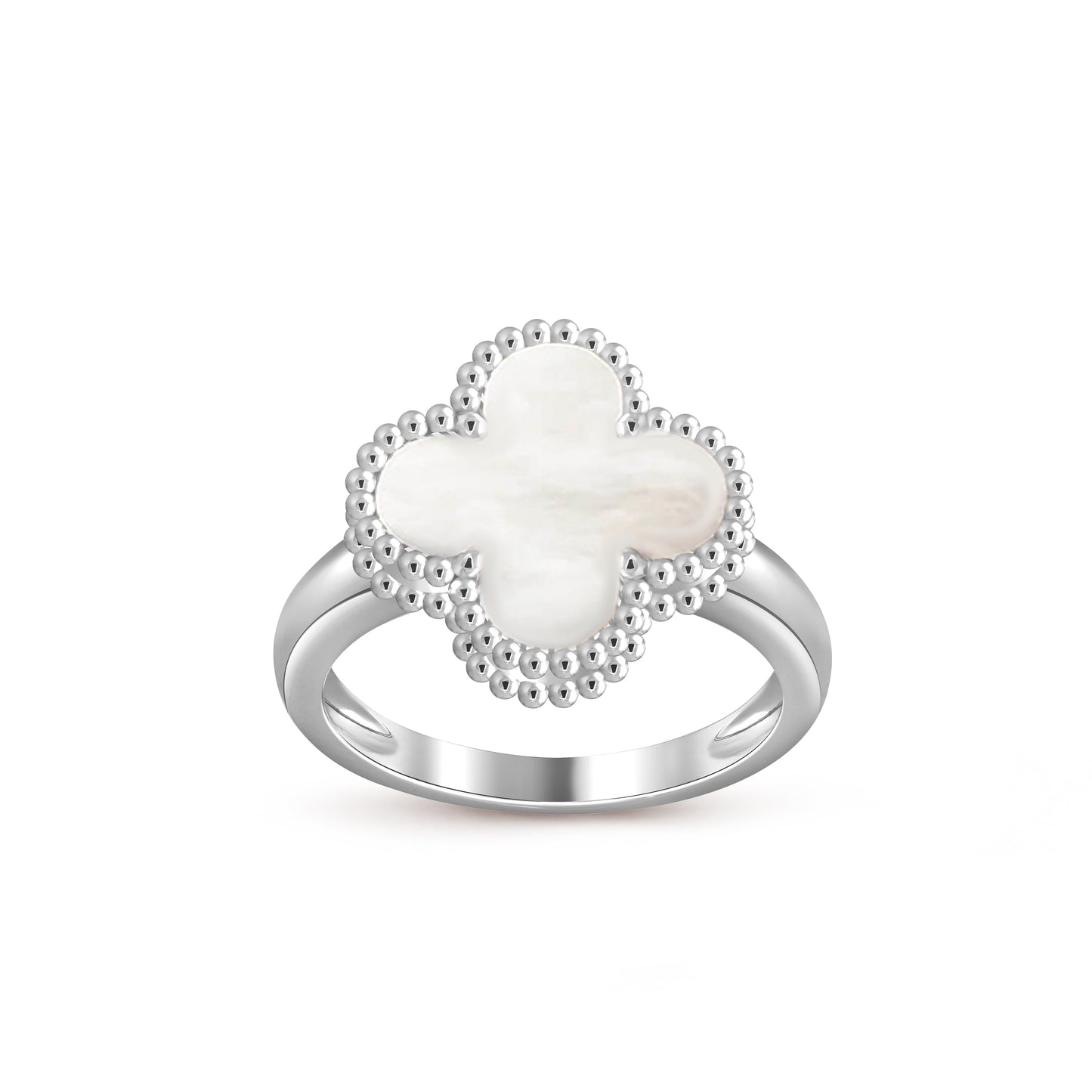 [Zalyn]LUCKY CLOVER VINTAGE WHITE GOLD RING COLLECTION