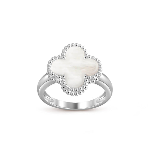 [Zalyn]LUCKY CLOVER VINTAGE WHITE GOLD RING COLLECTION