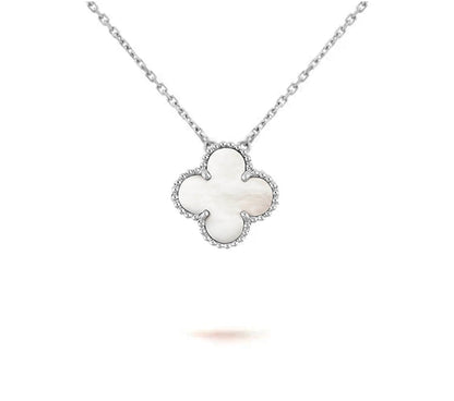 [Zalyn]15MM CLOVER FLOWER PENDANT NECKLACE WHITE GOLD COLLECTION
