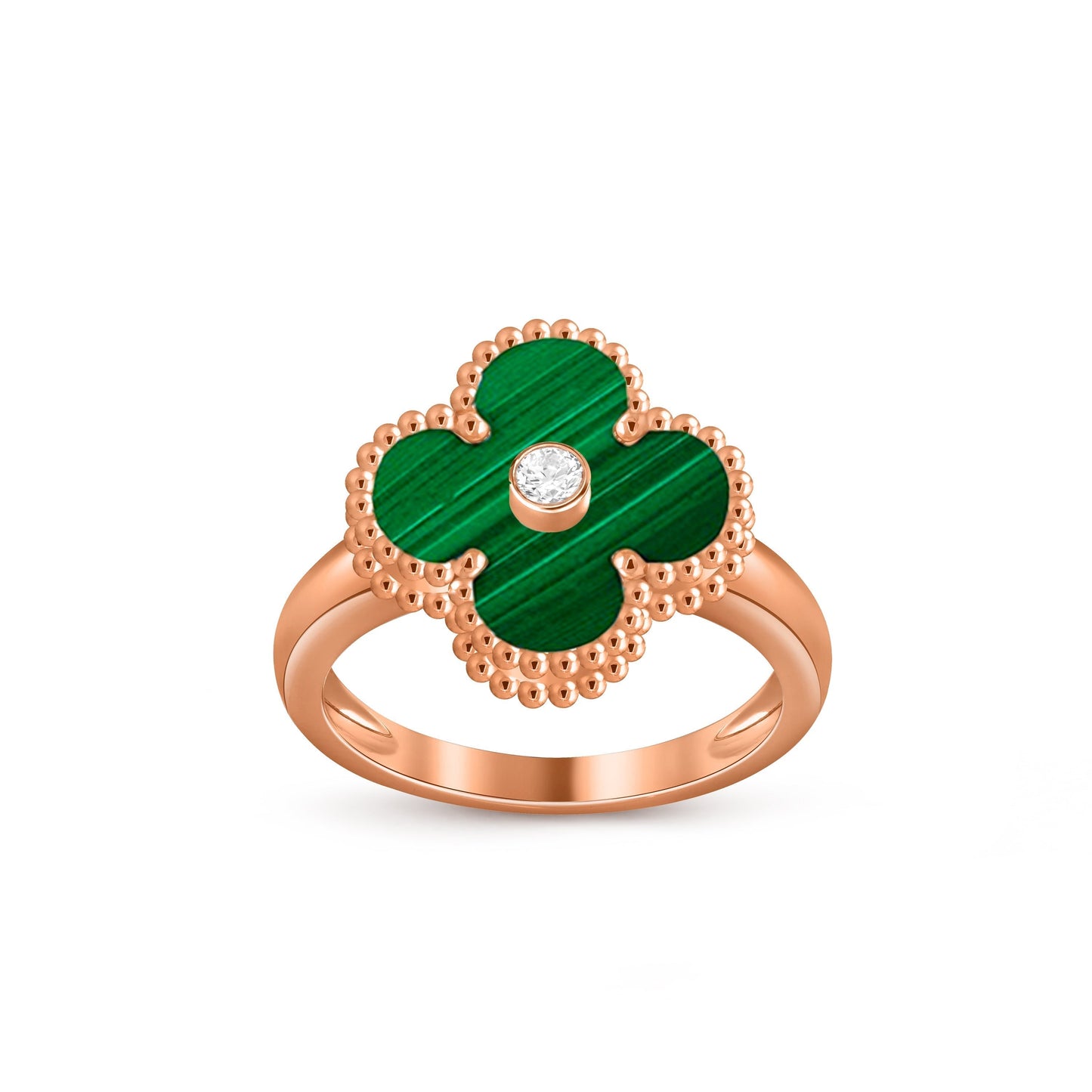 [Zalyn]LUCKY CLOVER DIAMOND-ACCENT ROSE GOLD RING COLLECTION