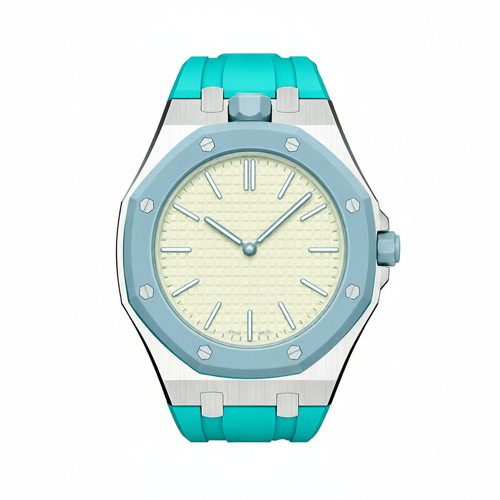 [Zalyn]OAK POP SKY BLUE STEEL SILICONE STRAP