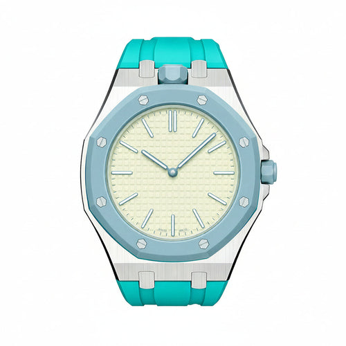 [Zalyn]OAK POP SKY BLUE STEEL SILICONE STRAP