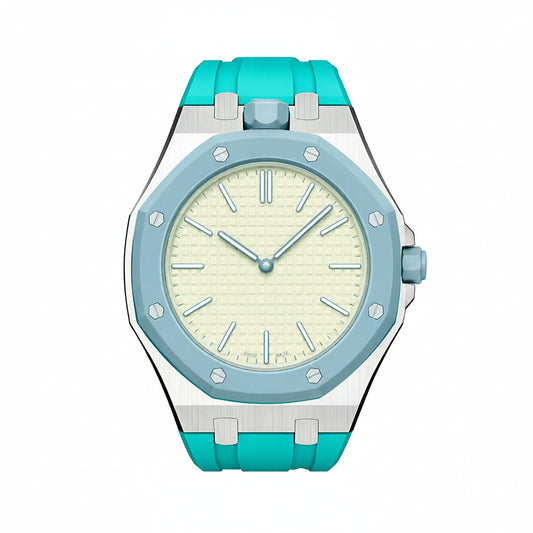 [Zalyn]OAK POP SKY BLUE STEEL SILICONE STRAP