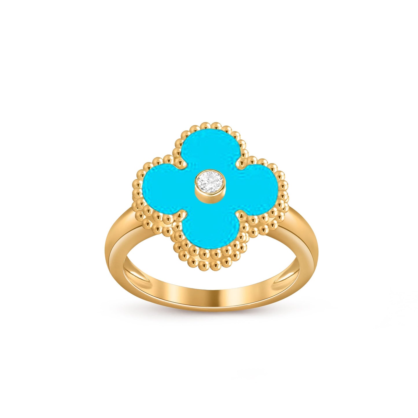 [Zalyn]LUCKY CLOVER DIAMOND-ACCENT GOLD RING COLLECTION