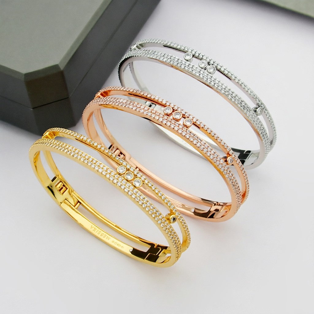 [Zalyn]MOVE ROMANE PAVÉ DIAMOND BANGLE BRACELET