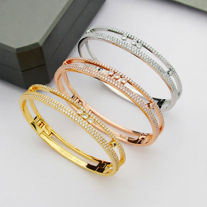 [Zalyn]MOVE ROMANE PAVÉ DIAMOND BANGLE BRACELET