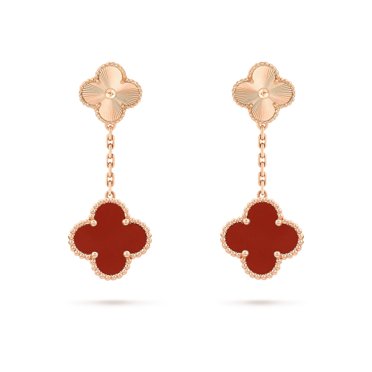 [Zalyn Jewelry ]CLOVER 2 MOTIF  LASER CARNELIAN EARRINGS