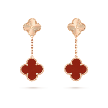 [Zalyn Jewelry ]CLOVER 2 MOTIF  LASER CARNELIAN EARRINGS