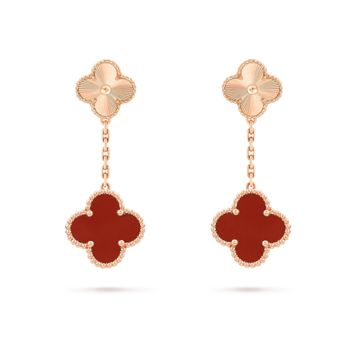 [Zalyn Jewelry ]CLOVER 2 MOTIF  LASER CARNELIAN EARRINGS