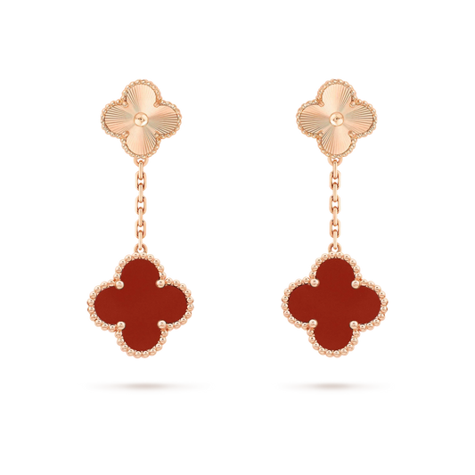 [Zalyn Jewelry ]CLOVER 2 MOTIF  LASER CARNELIAN EARRINGS