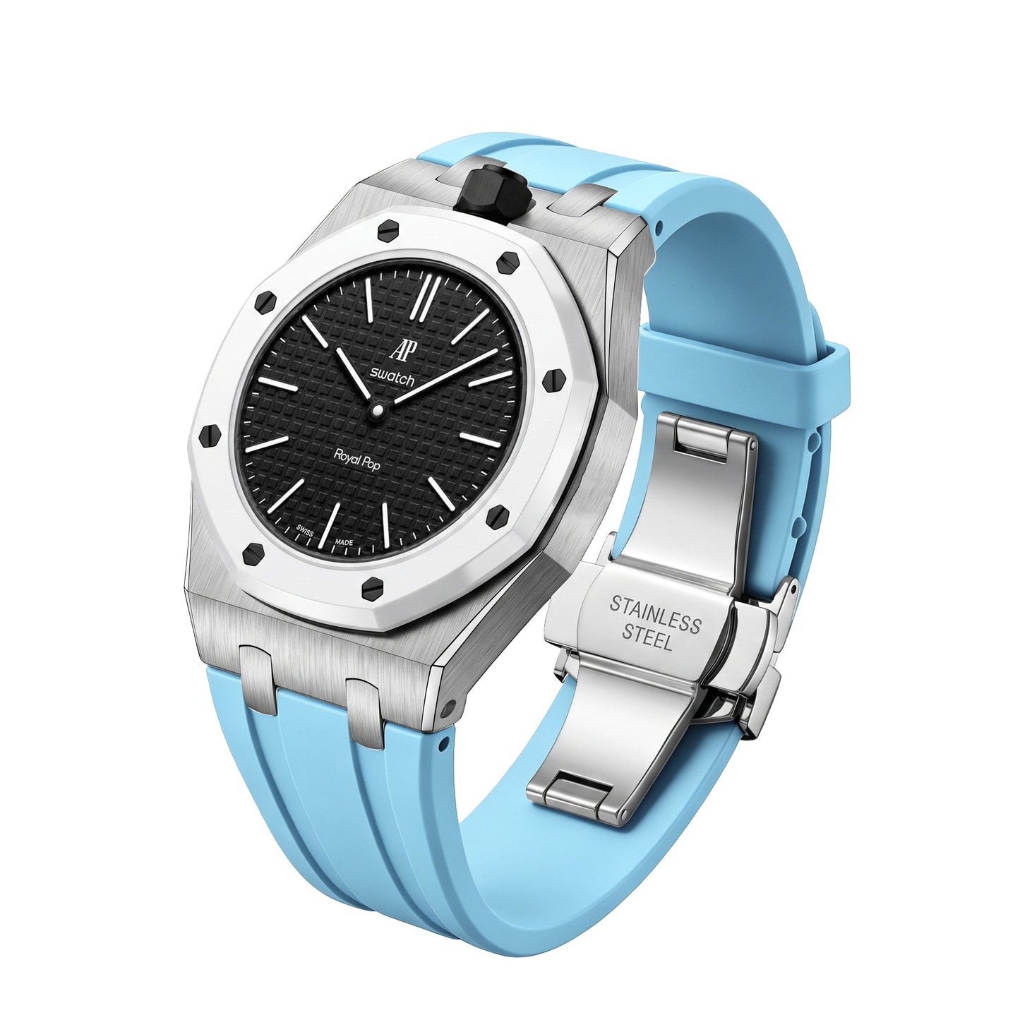 [Zalyn]Royal Oak Pop Exclusive Steel Case & Silicone Strap With Cradle