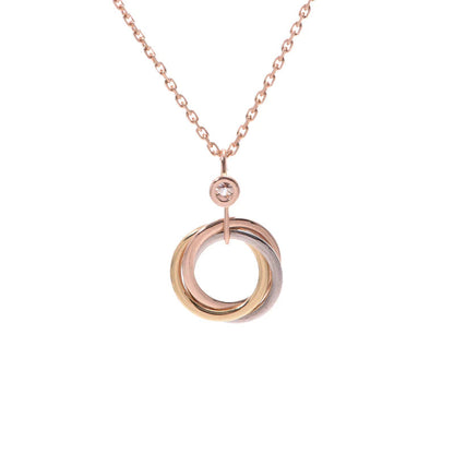 [Zalyn Jewelry ]TRINITY SILVER GOLD PINK GOLD NECKLACE