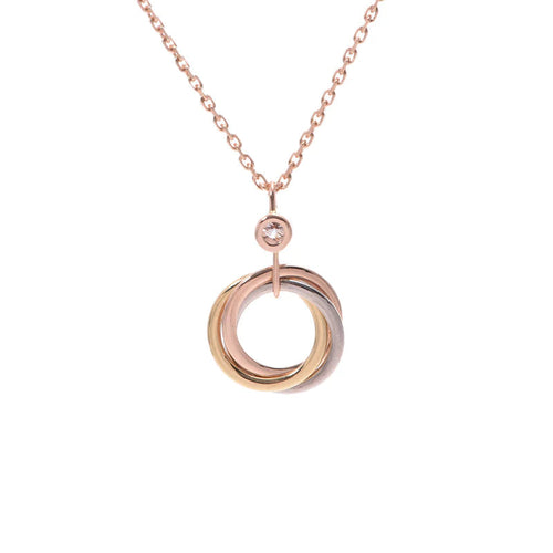 [Zalyn Jewelry ]TRINITY SILVER GOLD PINK GOLD NECKLACE