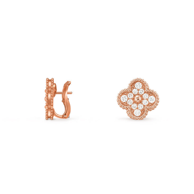[Zalyn]15MM CLOVER FLOWER STUD EARRINGS ROSE GOLD COLLECTION