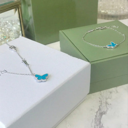 [Zalyn Jewelry ]BUTTERFLY TURQUOISE BUTTERFLY BRACELET SILVER