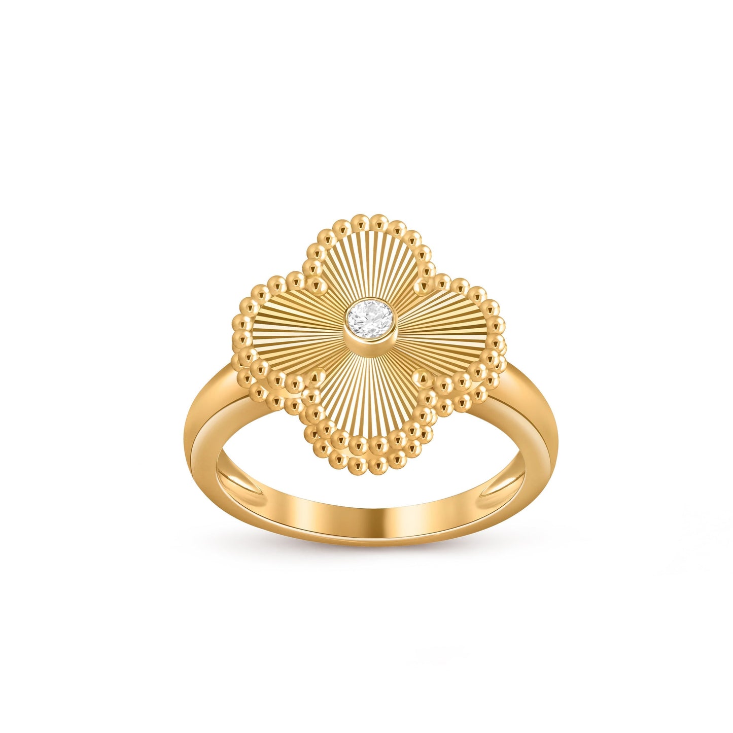 [Zalyn]LUCKY CLOVER DIAMOND-ACCENT GOLD RING COLLECTION