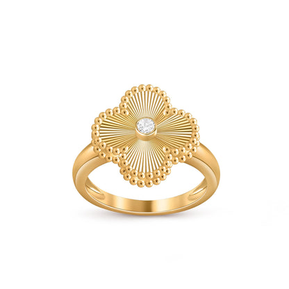 [Zalyn]LUCKY CLOVER DIAMOND-ACCENT GOLD RING COLLECTION