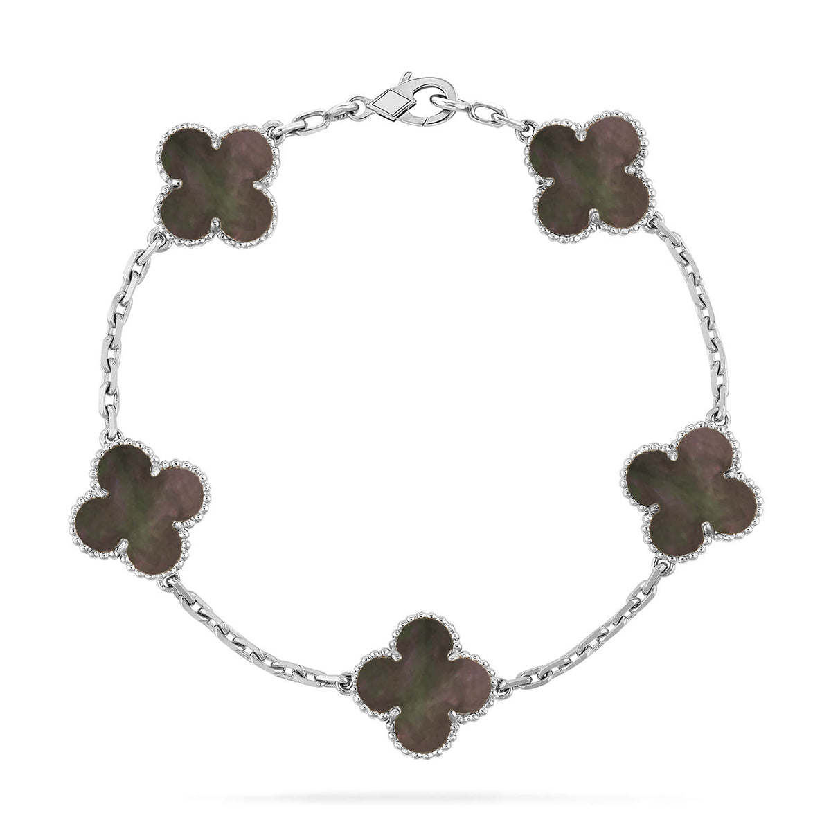 [Zalyn]LUCKY CLOVER 5-MOTIF BRACELET - GREY MOTHER-OF-PEARL COLLECTION